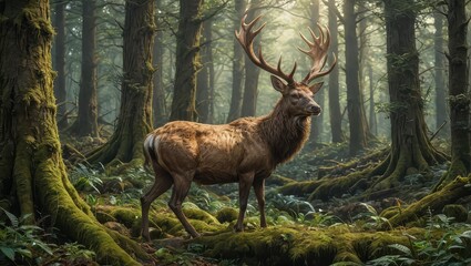 Majestic Deer in the Enchanted Forest