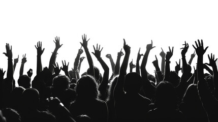 silhouette of a crowd of people on concert