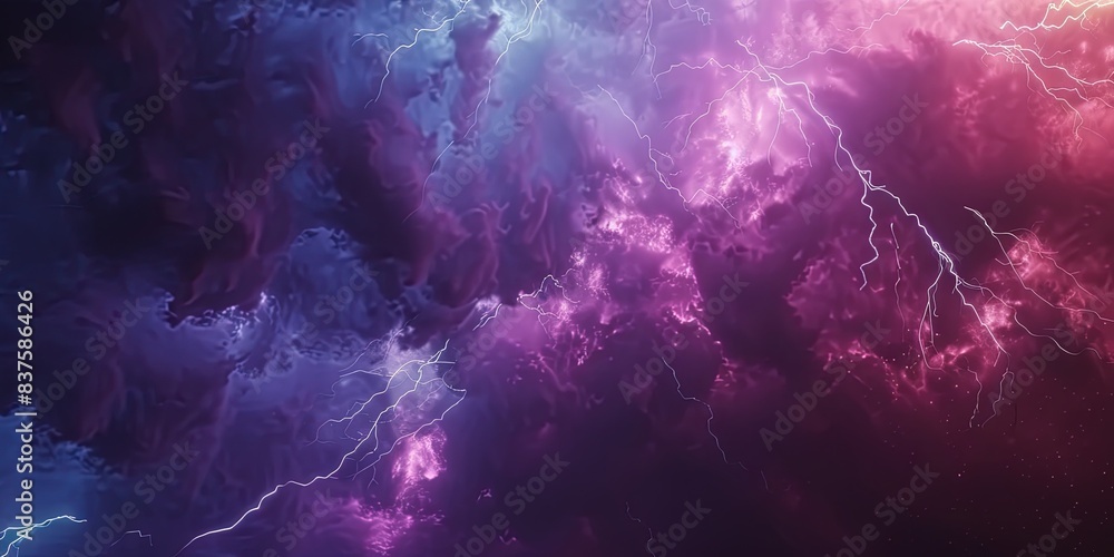 Wall mural 3d rendering of colorful nebula with clouds and lightning, fantasy space background