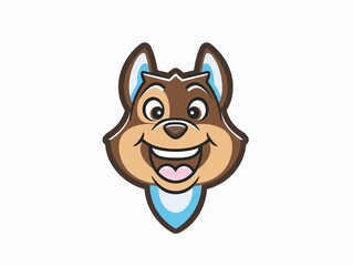 Naklejka premium Cute cartoon dog with a big smile and blue collar.