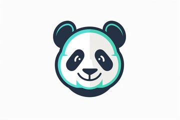 Obraz premium Cute cartoon panda bear face logo design