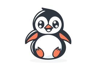 Fototapeta premium Cute cartoon penguin with big eyes and a smile