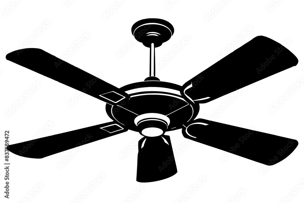 Wall mural ceiling fan icon abstract black silhouette vector illustration