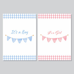 Fototapeta premium Watercolor baby shower invitation card for baby and kids new born celebration vector 008