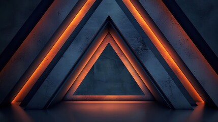Obraz premium Illuminated Digital Triangular Structure in Neon Glowing Lines, A Futuristic Architectural Vision