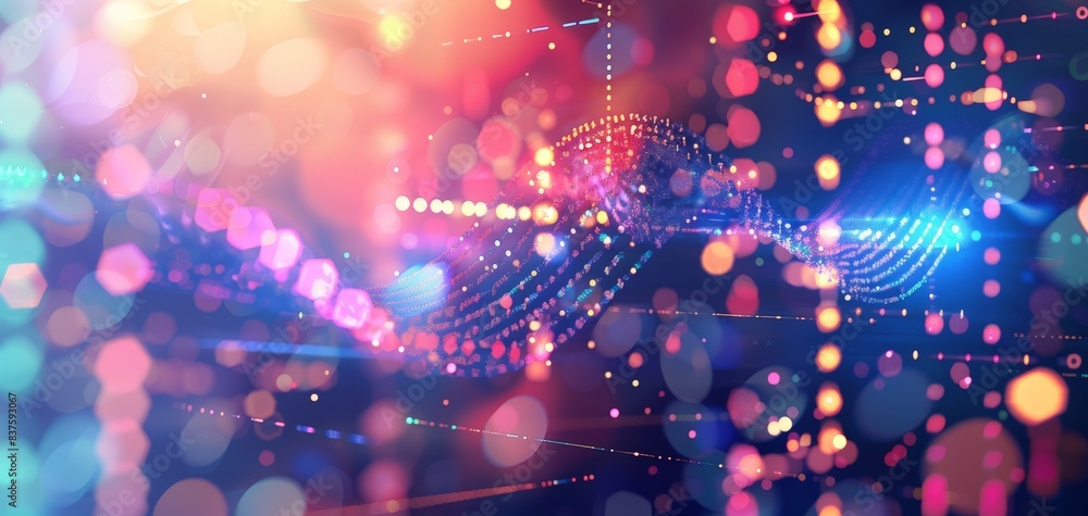 Poster Abstract background with colorful lights and bokeh.