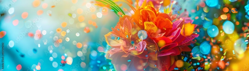 Poster Abstract colorful background with bokeh lights.