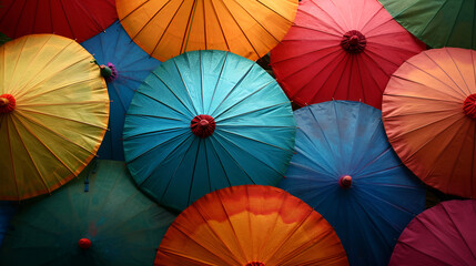 Vibrant Canopy of Colorful Umbrellas