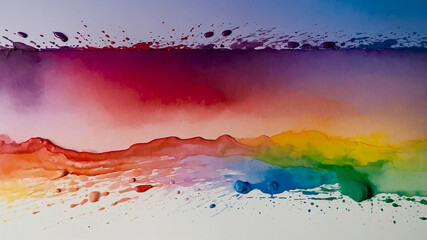 Obraz premium The Art of Nature's Palette watercolors starts creating a gradient vibrant rainbow gradient