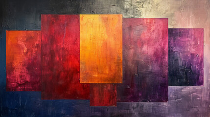 An Abstract Red Violet and Orange Painting Block