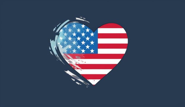 minimalist heart shape with text flag day is on June 4th and American national flags have the white stripes in it
