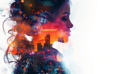 Creative graphic artist designing digital graphics with tech savvy tools and a modern approach in abstract silhouette.