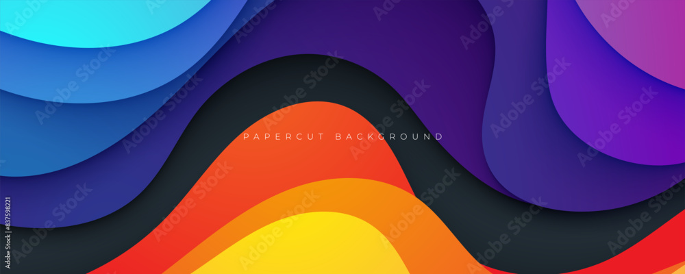 Poster papercut background with colorful layers decorative design vector