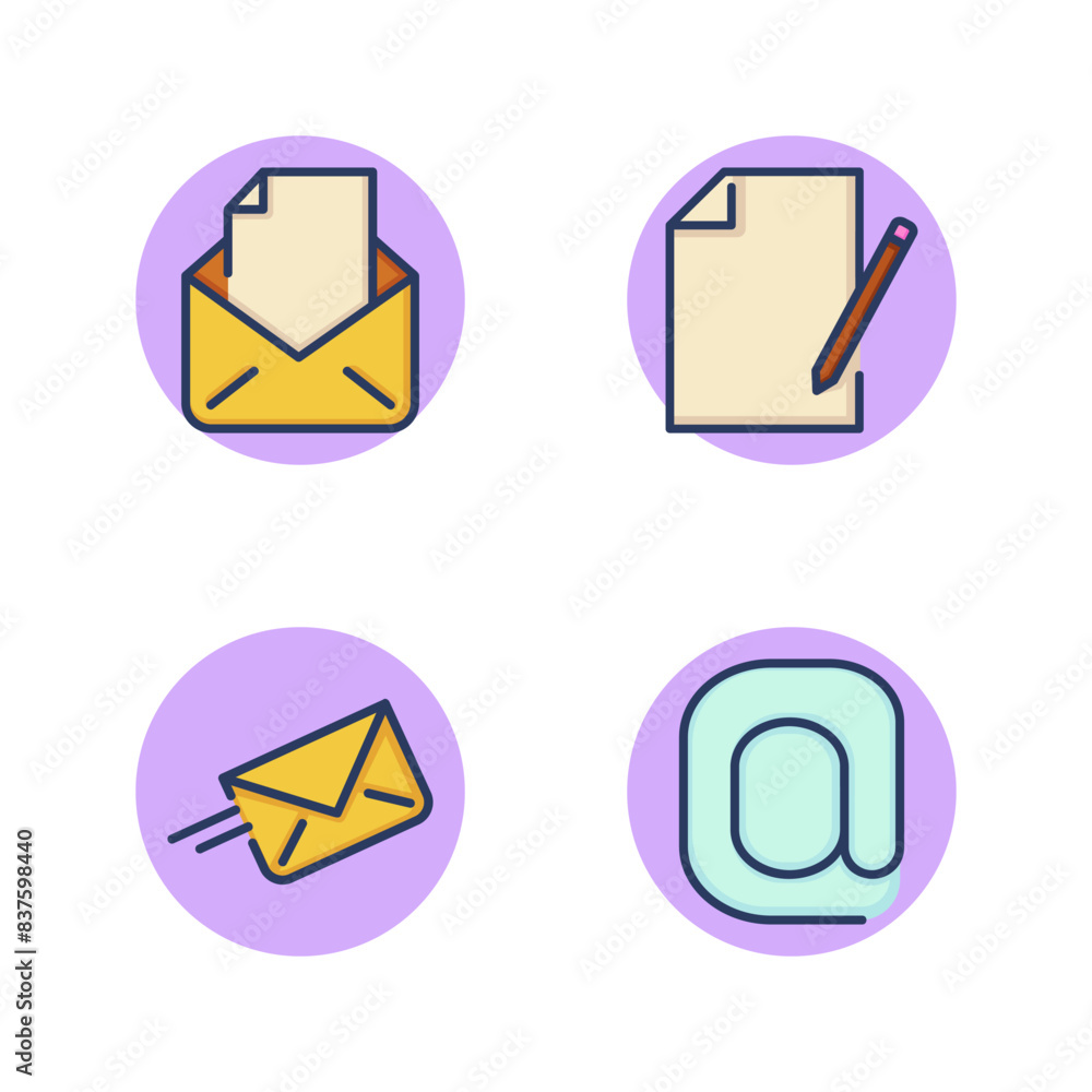 Poster consumer complaints and appeals line icon set. writing application, letter in envelope, sending lett