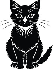 Obraz premium black and white cat illustration