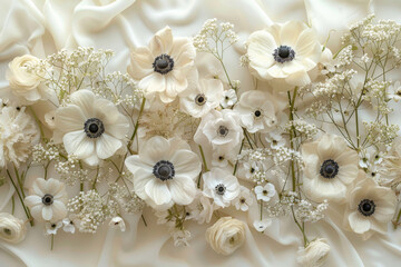 Soft and whispery flowers on a cream background