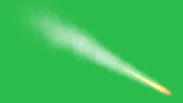 Asteroid falling motion graphics on green screen background. 