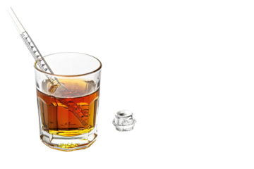 Glass Alcohol Thermometer Isolated on Transparent Background