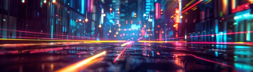 Obraz premium Abstract neon city lights with vibrant colors.