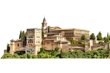 Iconic Alhambra Palace Isolated on Transparent Background