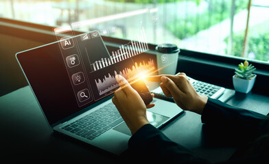 Global business network connection, digital marketing, artificial intelligence AI technology, global business structure, customer data analysis and exchange, digital technology, targeting development.