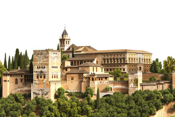 Cultural Alhambra Palace Isolated on Transparent Background