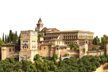 Cultural Alhambra Palace Isolated on Transparent Background
