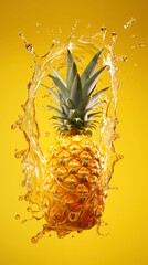 pineapple with water splash