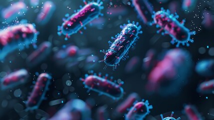 Obraz premium A 3D vector depiction of bacteria forming colonies, illustrated in dark tones