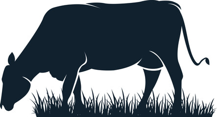 ow graphic icon. Cow black silhouette isolated on white background. Vector