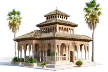 Alhambra Palace Isolated on Transparent Background