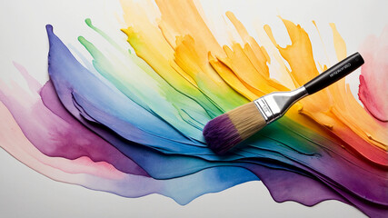 Obraz premium The Art of Nature's Palette watercolors starts creating a gradient vibrant rainbow gradient