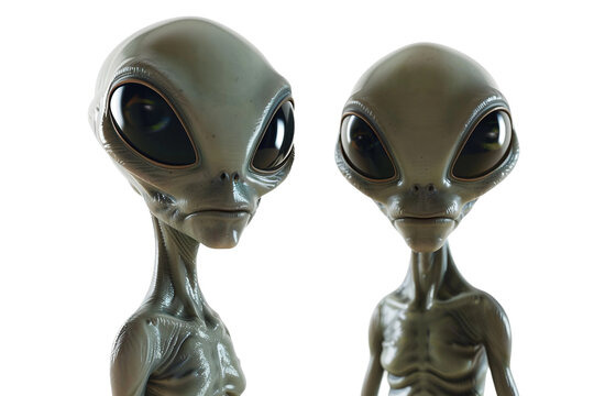 Alien Couple Embracing Isolated on Transparent Background