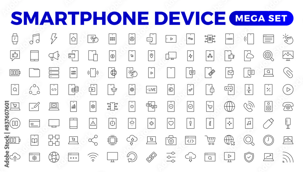 Poster modern smartphone device icons for engaging user experiences. collection of smartphone device icons 