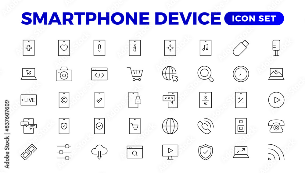 Poster 0602 modern smartphone device icons for engaging user experiences. collection of smartphone device i