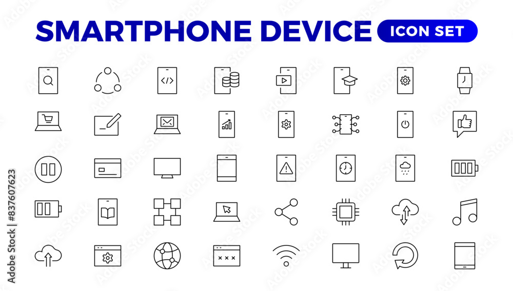 Poster modern smartphone device icons for engaging user experiences. collection of smartphone device icons 