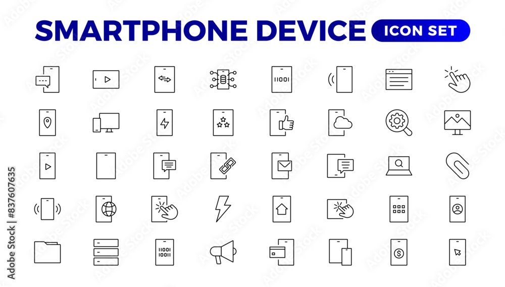 Poster modern smartphone device icons for engaging user experiences. collection of smartphone device icons 