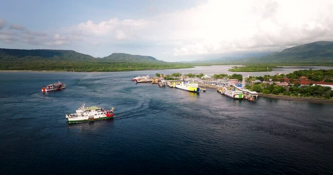 Ferries, vessels departing, arrivals, transport hub, picturesque view