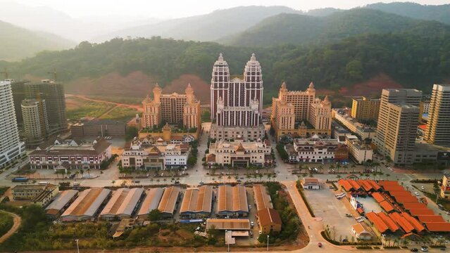 Aerial shot of the ongoing construction of the Boten Special Economic Zone