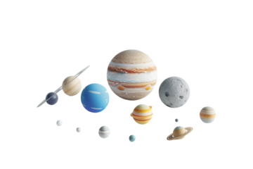 Revolving Planets Around the Sun Isolated on Transparent Background
