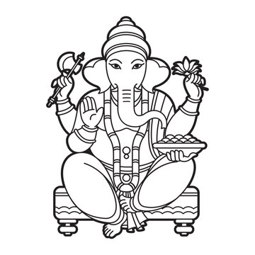 indian god ganesh icon in black outline
