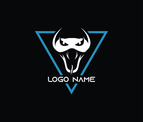 Aggressive powerful viper snake logo with triangle on black background