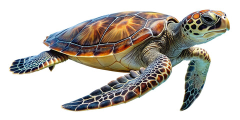  Sea turtle isolated white background PNG. AI GENERATED