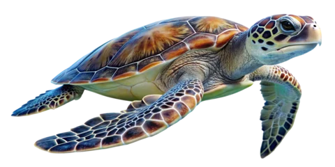 Fototapete Rund  Sea turtle isolated white background PNG. AI GENERATED © SekhSadi