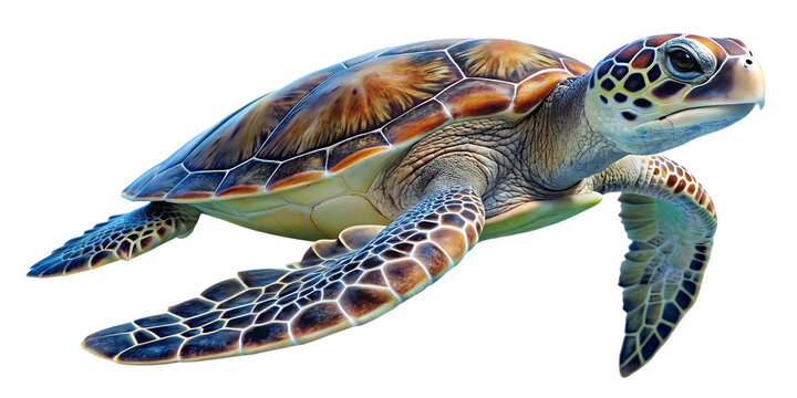  Sea turtle isolated white background PNG. AI GENERATED