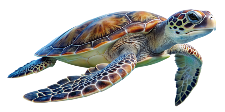  Sea turtle isolated white background PNG. AI GENERATED