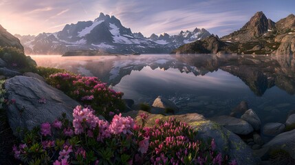 Naklejka premium high-altitude lake landscape image