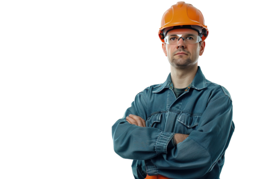 Engineer in Hard Hat Isolated on Transparent Background - Powered by Adobe
