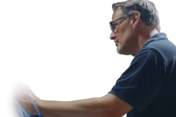 IT Security Expert Configuring Network Protection Isolated on Transparent Background