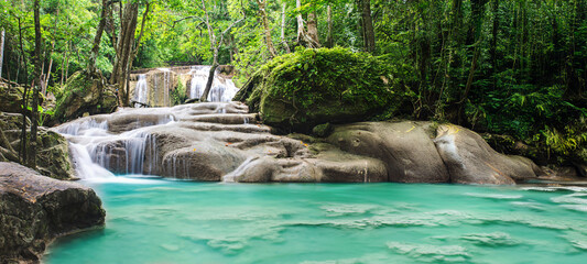 Erawan Waterfall is one of the most beautiful waterfalls in Thailand